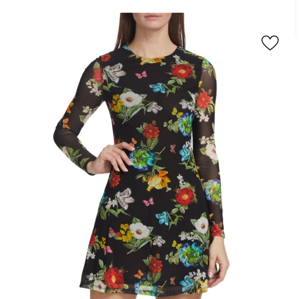 【NWT】Alice + Olivia Black Floral Long Sleeve Dress